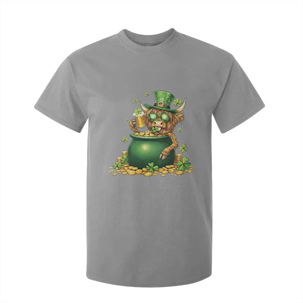 Funny Highland Cow St Patricks Day T Shirt For Kid Farm Lover Gift TS12 Sport Gray Print Your Wear