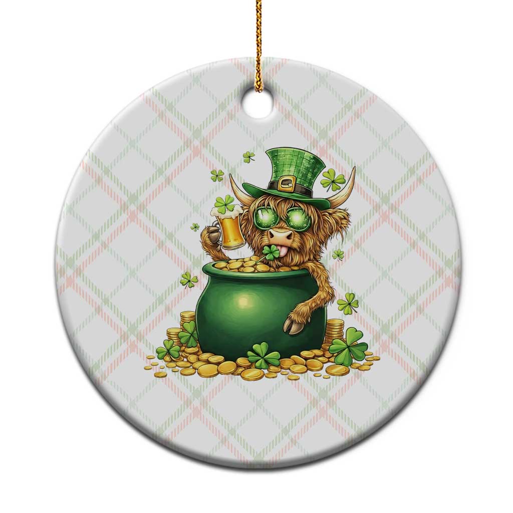 Funny Highland Cow St Patricks Day Ceramic Ornament Farm Lover Gift TS12 1pc Christmas Plaid Print Your Wear