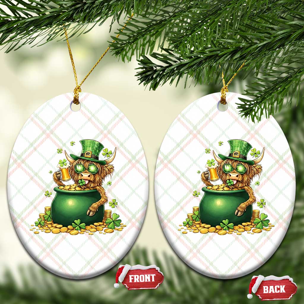 Funny Highland Cow St Patricks Day Ceramic Ornament Farm Lover Gift TS12 Print Your Wear