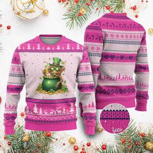 Funny Highland Cow St Patricks Day Ugly Christmas Sweater Farm Lover Gift TS12 Hot Pink Print Your Wear