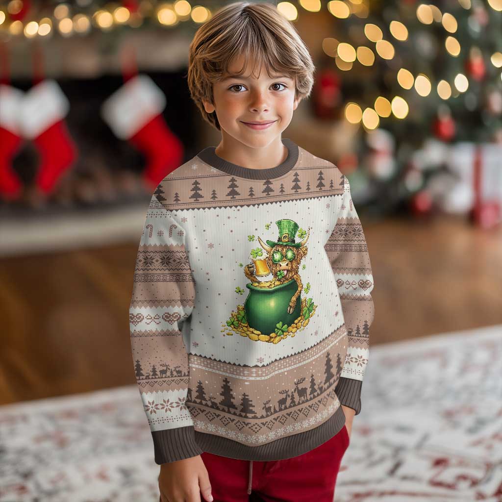 Funny Highland Cow St Patricks Day Ugly Christmas Sweater Farm Lover Gift TS12 Mocha Mousse Print Your Wear