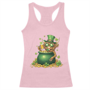 Funny Highland Cow St Patricks Day Racerback Tank Top Farm Lover Gift TS12 Light Pink Print Your Wear