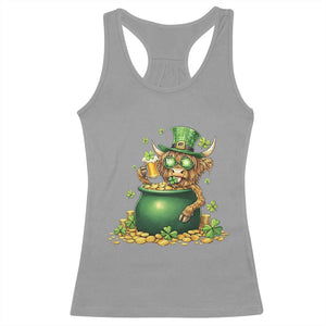 Funny Highland Cow St Patricks Day Racerback Tank Top Farm Lover Gift TS12 Sport Gray Print Your Wear