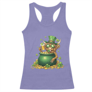 Funny Highland Cow St Patricks Day Racerback Tank Top Farm Lover Gift TS12 Violet Print Your Wear