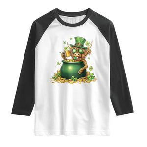 Funny Highland Cow St Patricks Day Raglan Shirt Farm Lover Gift TS12 White Black Print Your Wear