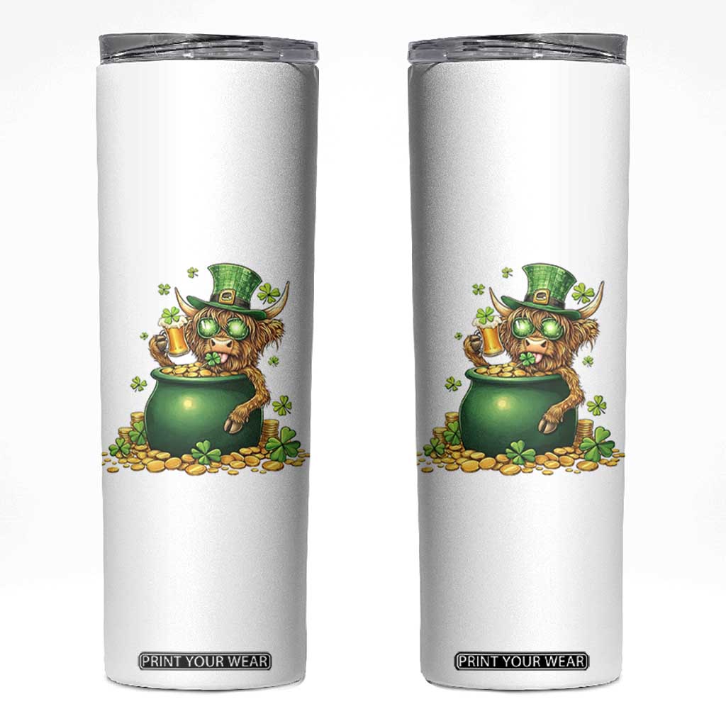Funny Highland Cow St Patricks Day Skinny Tumbler Farm Lover Gift TS12 White Print Your Wear