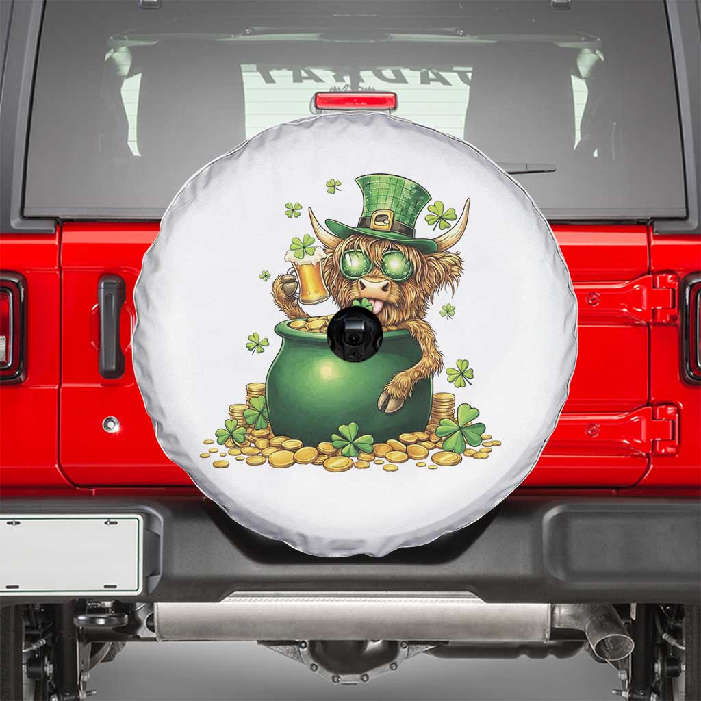 Funny Highland Cow St Patricks Day Spare Tire Cover Farm Lover Gift TS12 White Print Your Wear