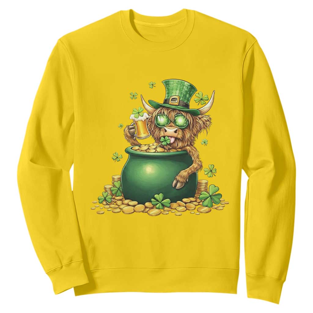 Funny Highland Cow St Patricks Day Sweatshirt Farm Lover Gift TS12 Daisy Print Your Wear