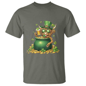 Funny Highland Cow St Patricks Day T Shirt Farm Lover Gift TS12 Military Green Print Your Wear