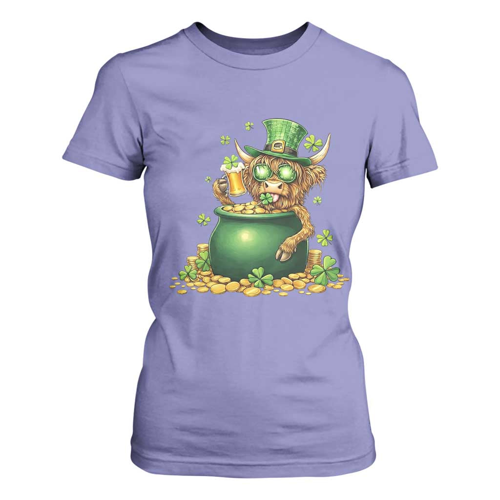 Funny Highland Cow St Patricks Day T Shirt For Women Farm Lover Gift TS12 Violet Print Your Wear