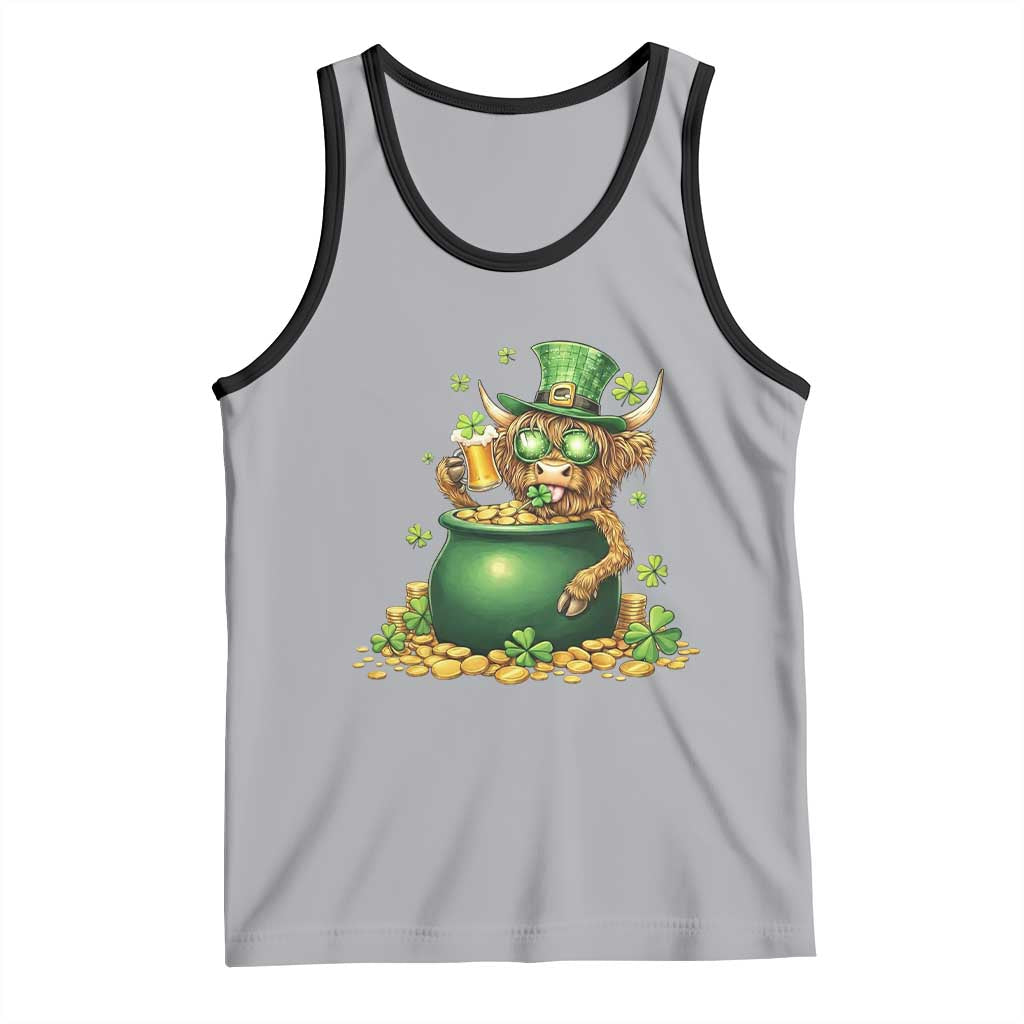 Funny Highland Cow St Patricks Day Tank Top Farm Lover Gift TS12 Athletic Heather Black Print Your Wear