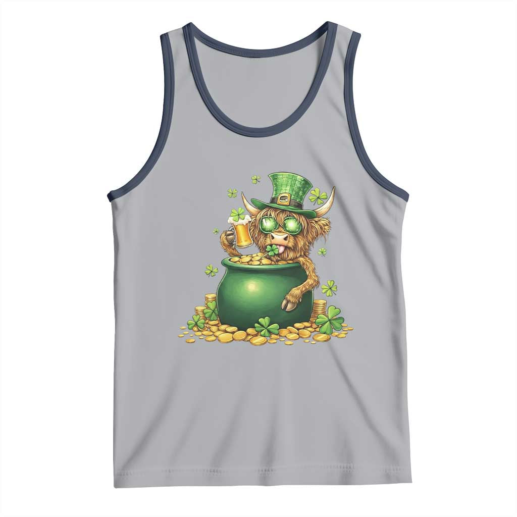 Funny Highland Cow St Patricks Day Tank Top Farm Lover Gift TS12 Athletic Heather Navy Print Your Wear