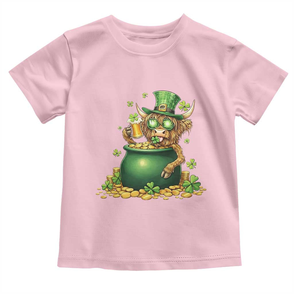 Funny Highland Cow St Patricks Day Toddler T Shirt Farm Lover Gift TS12 Light Pink Print Your Wear