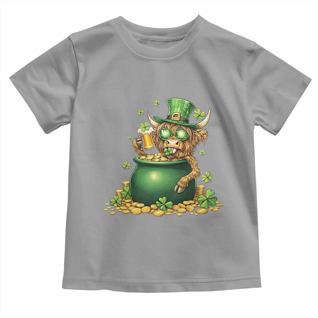 Funny Highland Cow St Patricks Day Toddler T Shirt Farm Lover Gift TS12 Sport Gray Print Your Wear