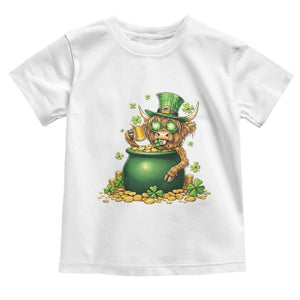 Funny Highland Cow St Patricks Day Toddler T Shirt Farm Lover Gift TS12 White Print Your Wear