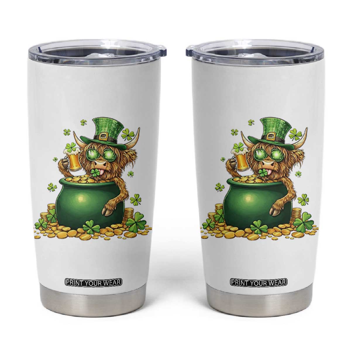 Funny Highland Cow St Patricks Day Tumbler Cup Farm Lover Gift TS12 White Print Your Wear