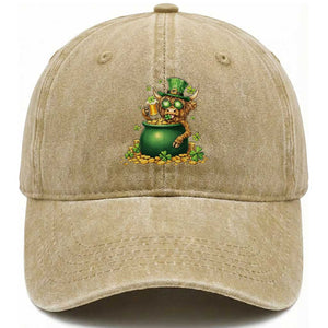 Funny Highland Cow St Patricks Day Washed Cotton Baseball Cap Farm Lover Gift TS12 Print Your Wear