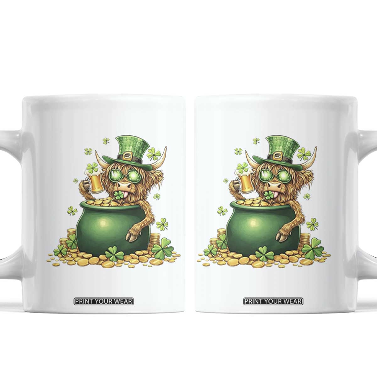Funny Highland Cow St Patricks Day Coffee Mug Farm Lover Gift TS12 White Print Your Wear