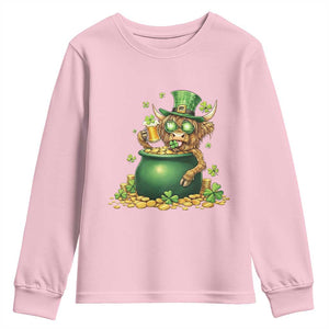 Funny Highland Cow St Patricks Day Youth Sweatshirt Farm Lover Gift TS12 Light Pink Print Your Wear