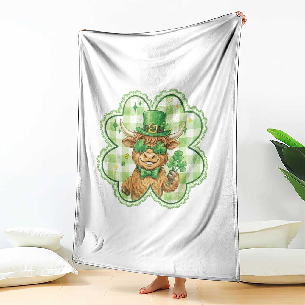 Funny Irish Highland Cow Shamrock Holiday Gift Throw Blanket TS12 Print Your Wear