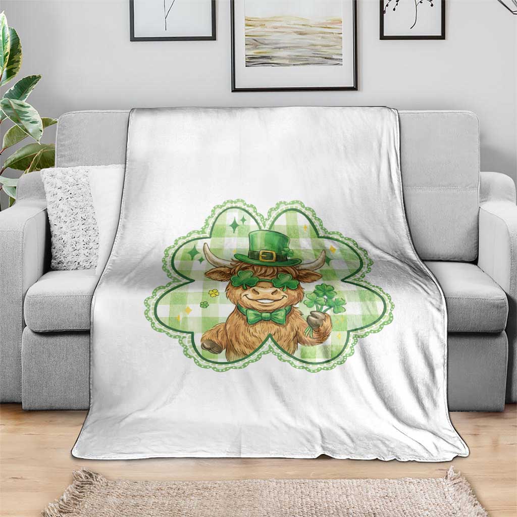 Funny Irish Highland Cow Shamrock Holiday Gift Throw Blanket TS12 Print Your Wear