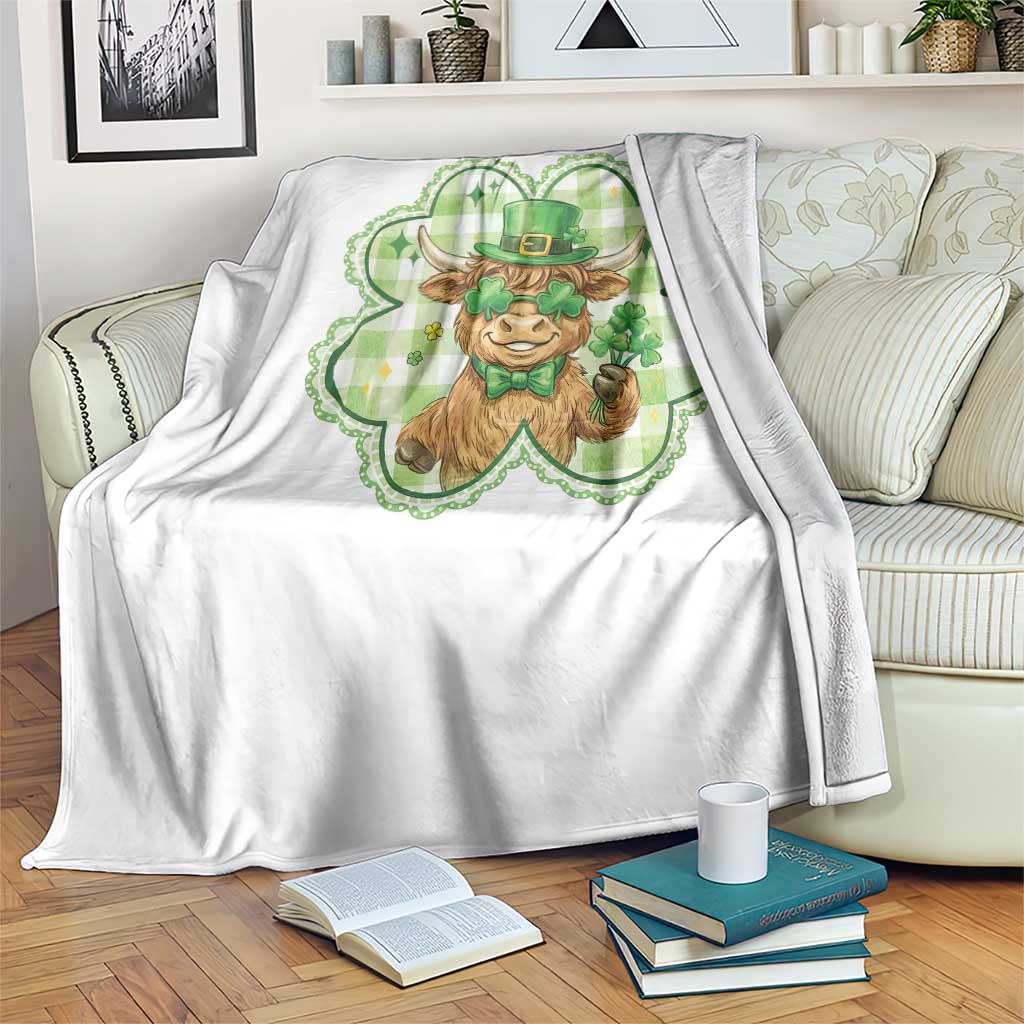 Funny Irish Highland Cow Shamrock Holiday Gift Throw Blanket TS12 Print Your Wear
