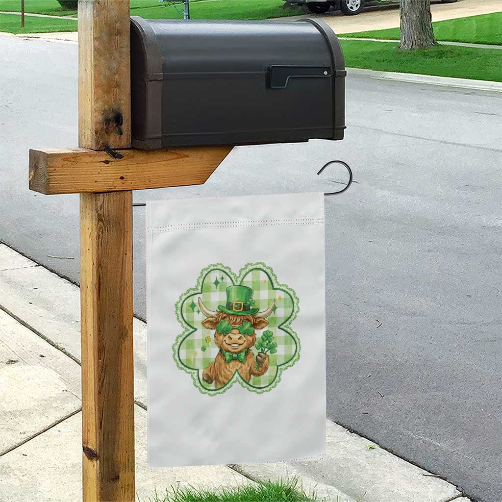 Funny Irish Highland Cow Shamrock Holiday Gift Garden Flag TS12 Print Your Wear