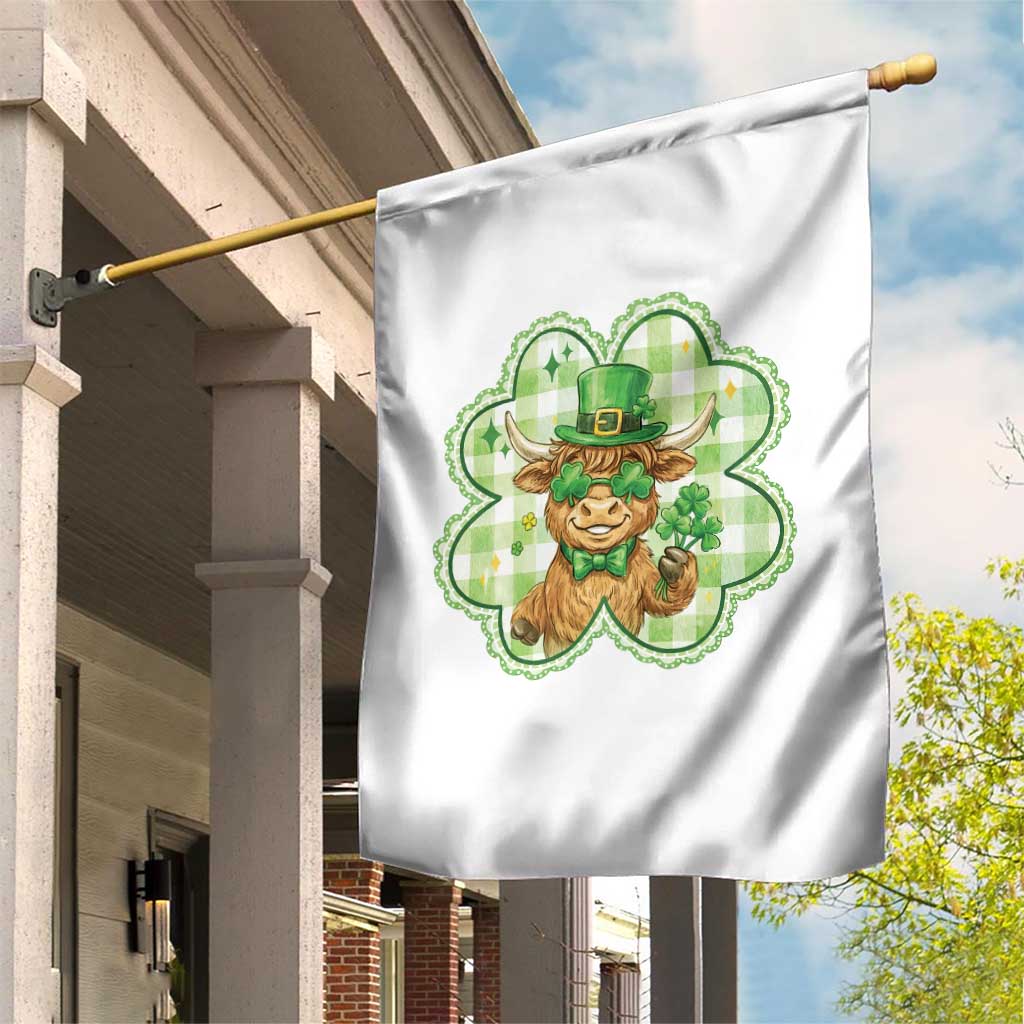 Funny Irish Highland Cow Shamrock Holiday Gift Garden Flag TS12 Print Your Wear