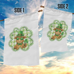 Funny Irish Highland Cow Shamrock Holiday Gift Garden Flag TS12 Print Your Wear