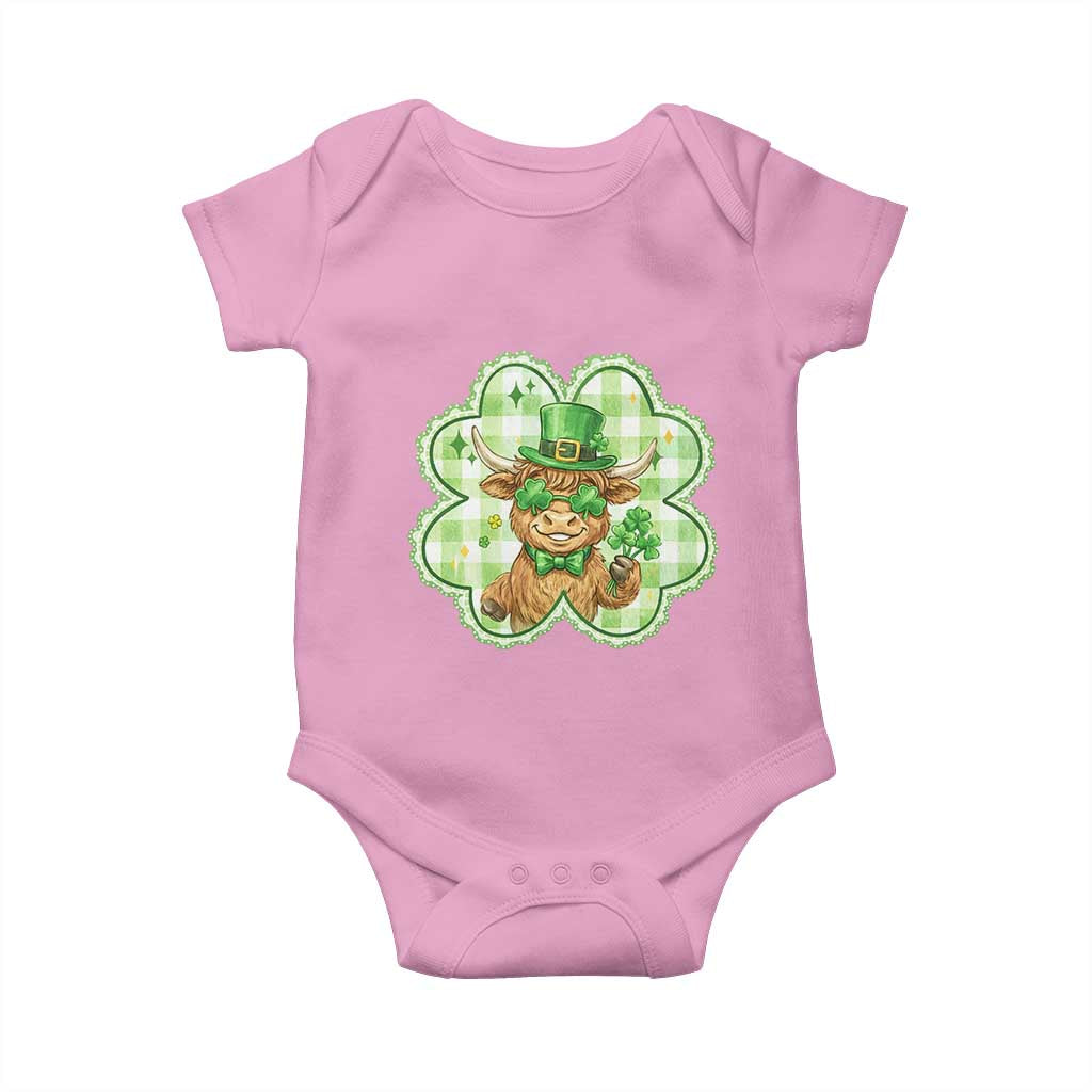 Funny Irish Highland Cow Shamrock Holiday Gift Baby Onesie TS12 Light Pink Print Your Wear