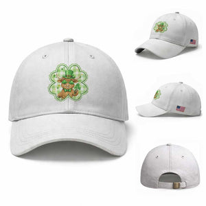 Funny Irish Highland Cow Shamrock Holiday Gift Baseball Cap TS12 Baseball Cap Universal Fit White Print Your Wear