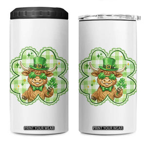 Funny Irish Highland Cow Shamrock Holiday Gift 4 in 1 Can Cooler Tumbler TS12 One Size: 16 oz White Print Your Wear