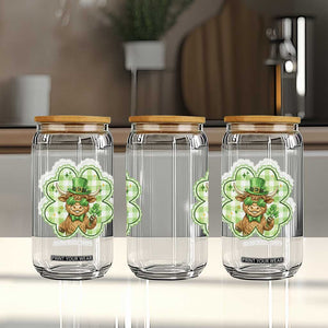 Funny Irish Highland Cow Shamrock Holiday Gift Glass Can TS12 Print Your Wear