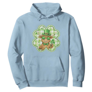 Funny Irish Highland Cow Shamrock Holiday Gift Hoodie TS12 Light Blue Print Your Wear