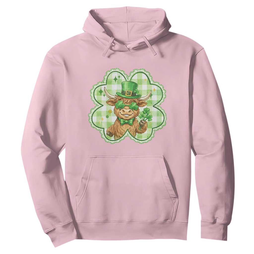 Funny Irish Highland Cow Shamrock Holiday Gift Hoodie TS12 Light Pink Print Your Wear