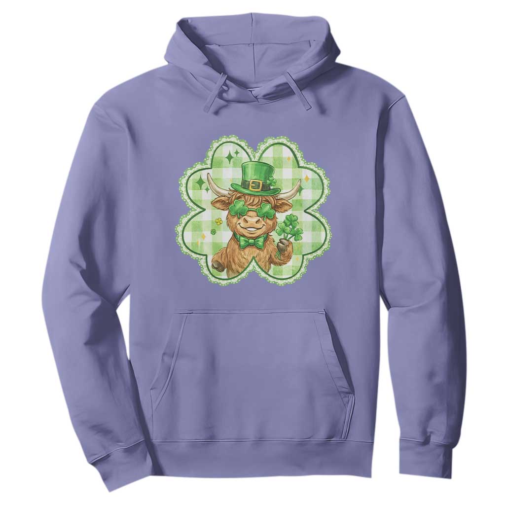 Funny Irish Highland Cow Shamrock Holiday Gift Hoodie TS12 Violet Print Your Wear