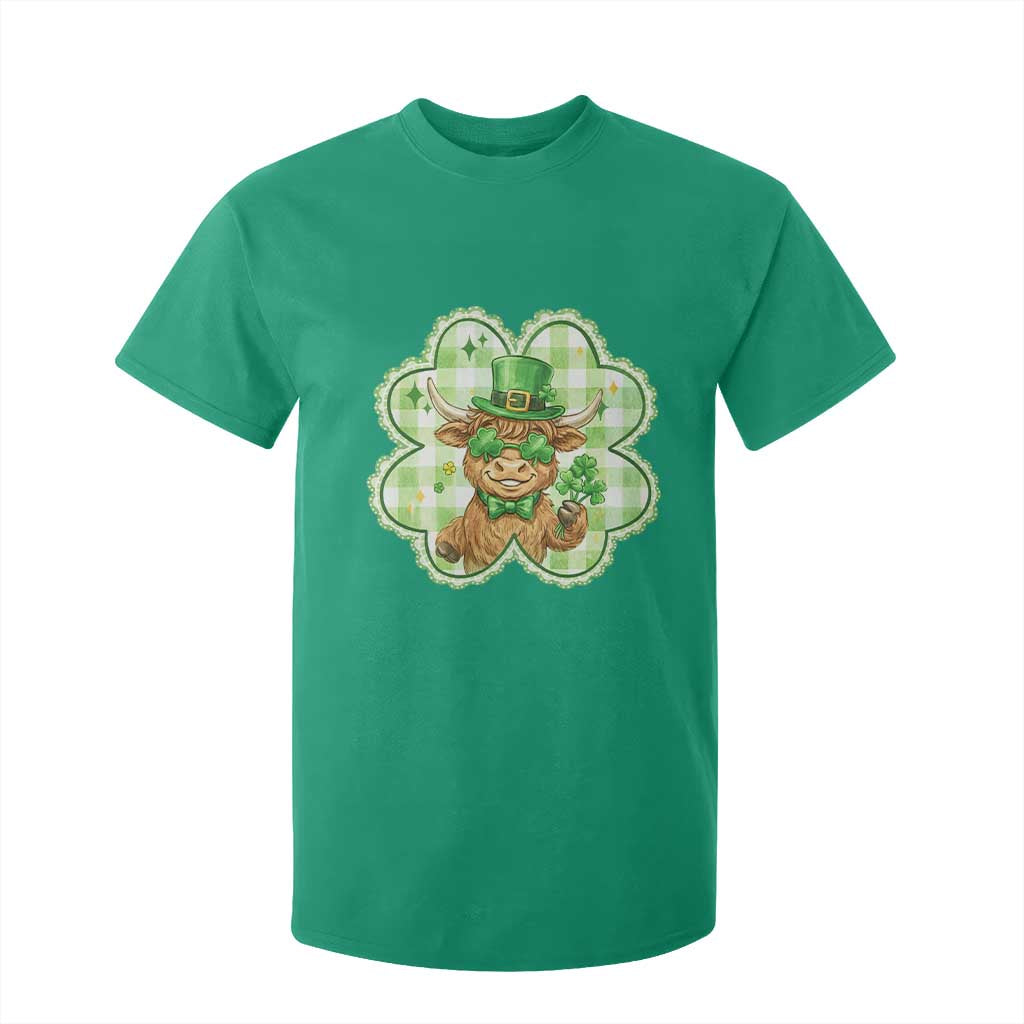 Funny Irish Highland Cow Shamrock Holiday Gift T Shirt For Kid TS12 Irish Green Print Your Wear