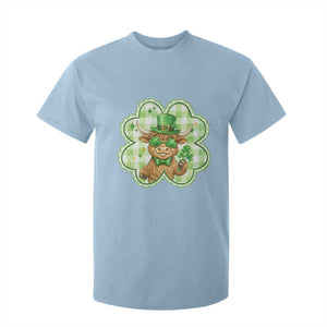 Funny Irish Highland Cow Shamrock Holiday Gift T Shirt For Kid TS12 Light Blue Print Your Wear