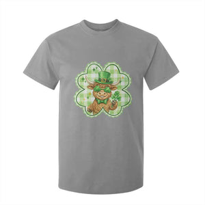 Funny Irish Highland Cow Shamrock Holiday Gift T Shirt For Kid TS12 Sport Gray Print Your Wear