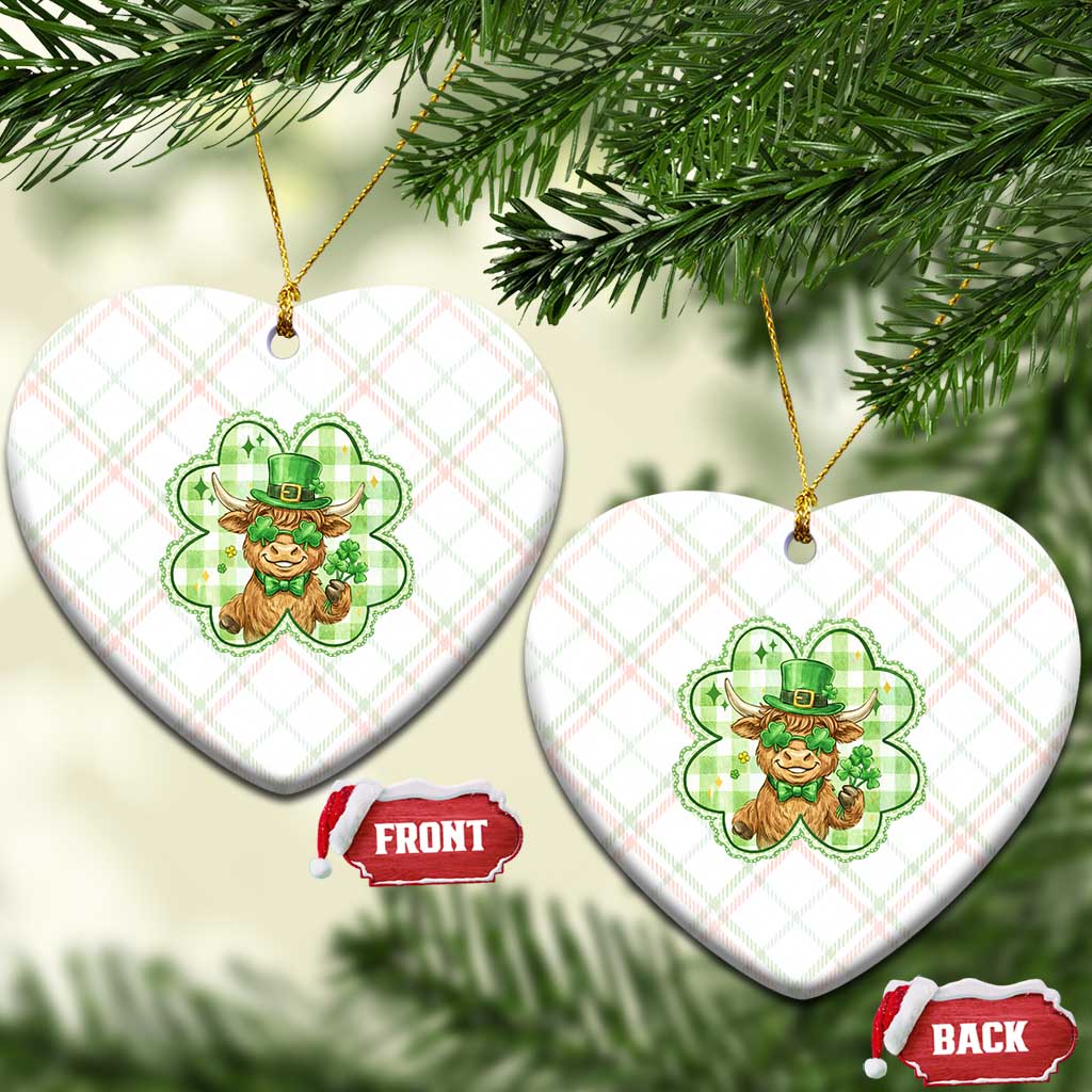 Funny Irish Highland Cow Shamrock Holiday Gift Ceramic Ornament TS12 Print Your Wear