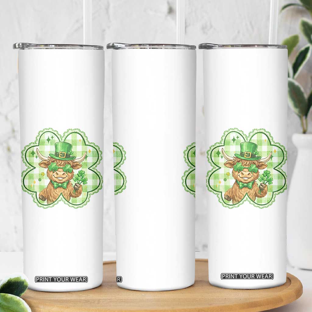 Funny Irish Highland Cow Shamrock Holiday Gift Skinny Tumbler TS12 Print Your Wear
