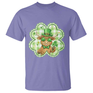 Funny Irish Highland Cow Shamrock Holiday Gift T Shirt TS12 Violet Print Your Wear
