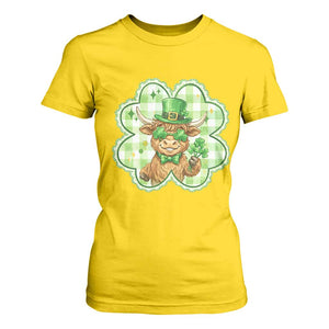 Funny Irish Highland Cow Shamrock Holiday Gift T Shirt For Women TS12 Daisy Print Your Wear