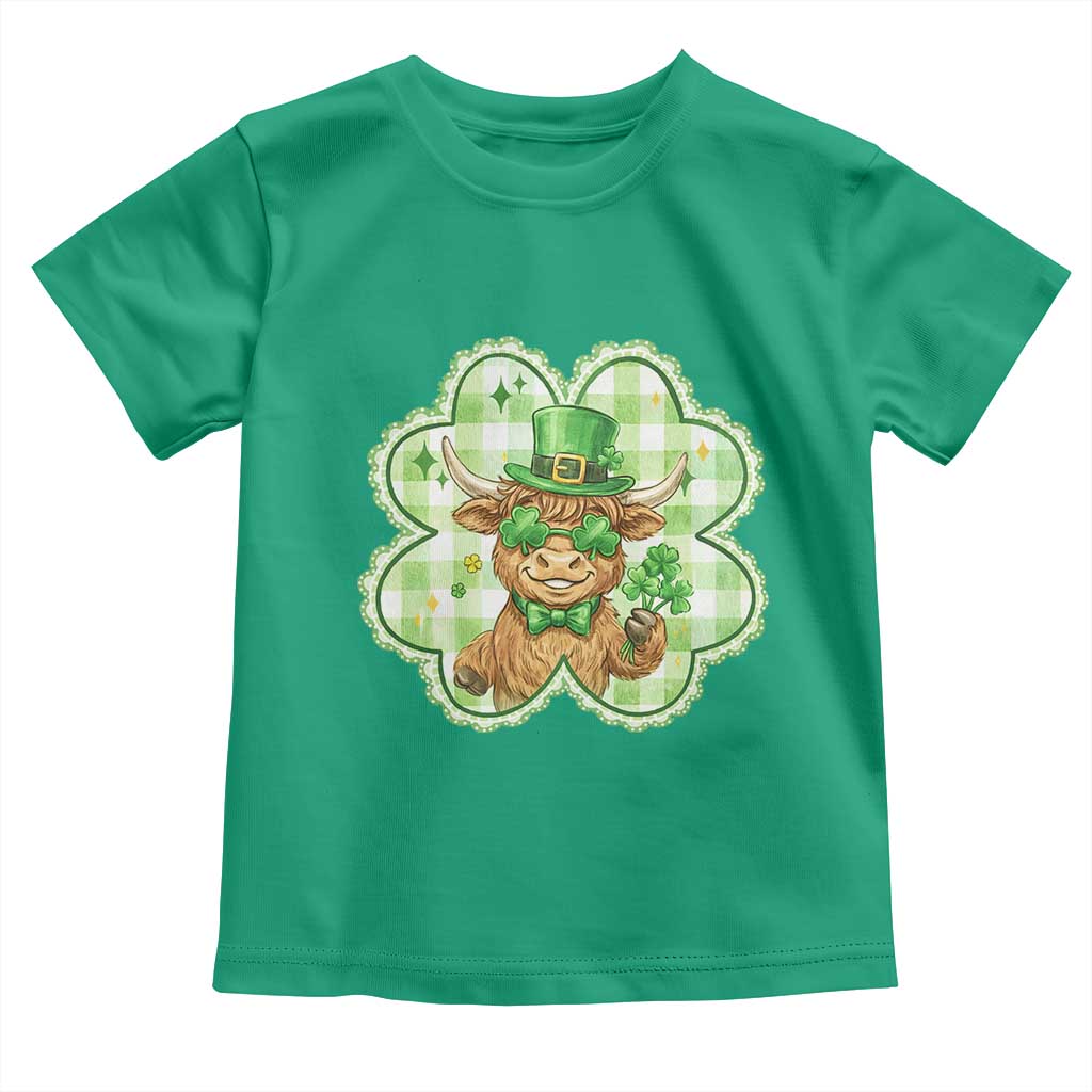 Funny Irish Highland Cow Shamrock Holiday Gift Toddler T Shirt TS12 Irish Green Print Your Wear