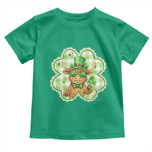 Funny Irish Highland Cow Shamrock Holiday Gift Toddler T Shirt TS12 Irish Green Print Your Wear