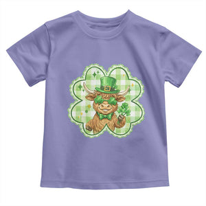 Funny Irish Highland Cow Shamrock Holiday Gift Toddler T Shirt TS12 Violet Print Your Wear