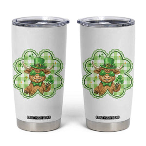 Funny Irish Highland Cow Shamrock Holiday Gift Tumbler Cup TS12 White Print Your Wear