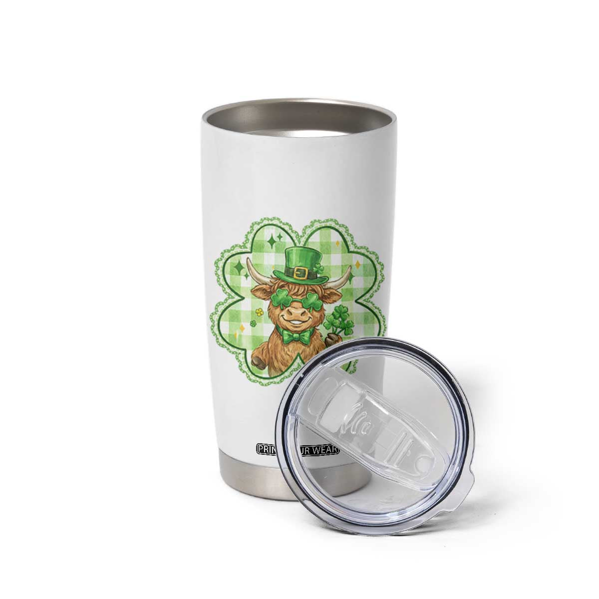 Funny Irish Highland Cow Shamrock Holiday Gift Tumbler Cup TS12 Print Your Wear