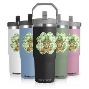 Funny Irish Highland Cow Shamrock Holiday Gift Flip Straw Tumbler TS12 Print Your Wear