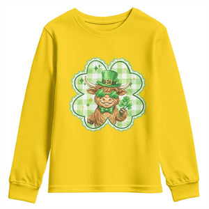 Funny Irish Highland Cow Shamrock Holiday Gift Youth Sweatshirt TS12 Daisy Print Your Wear
